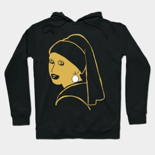 Minimalist Golden Girl with a Pearl Earring Hoodie